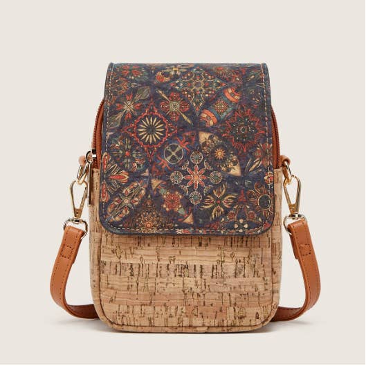 Whisper Mint - Wholesale Crossbody Bag - Women's - Bohemian Cork & Leather Paper Phone Bag| Crossbody Bag2