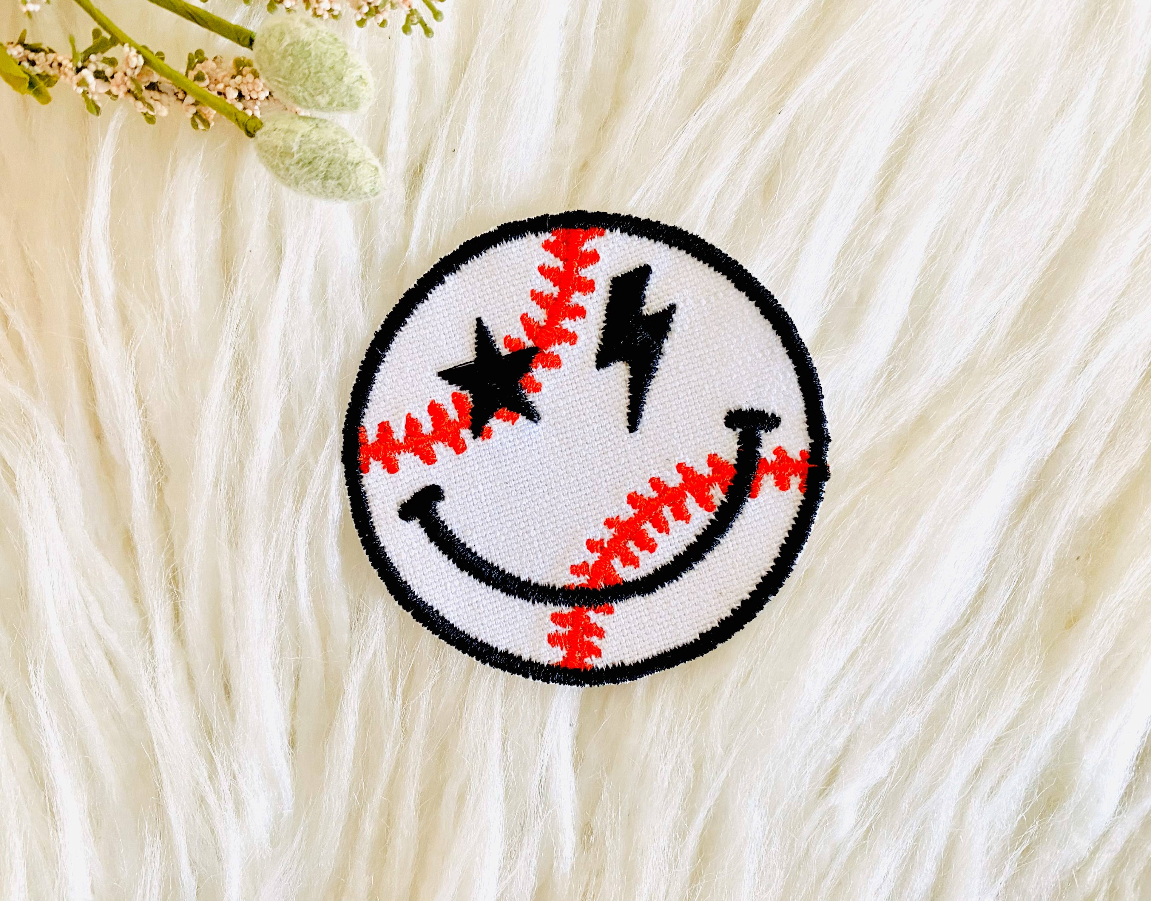 R & R Stitched - Wholesale Patch - Baseball happy face embroidered iron-on hat patch3
