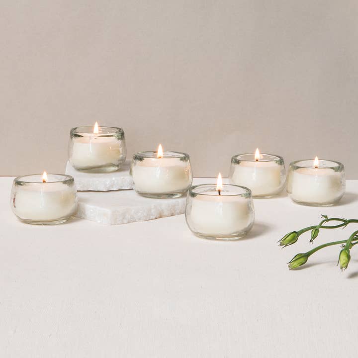 Pebbled Filled Mini-Votive Candles - Set of 6 for wholesale by The Collective