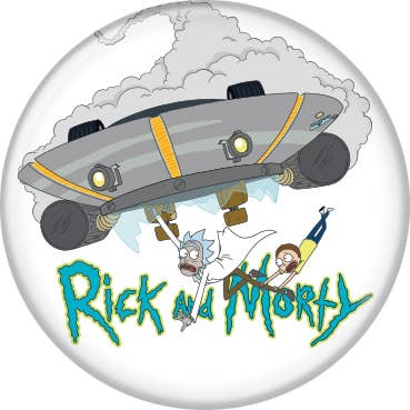 Ata-Boy - Wholesale Lapel Pin/Button - Rick And Morty Flying Upside Down Buttons 1.25" Round