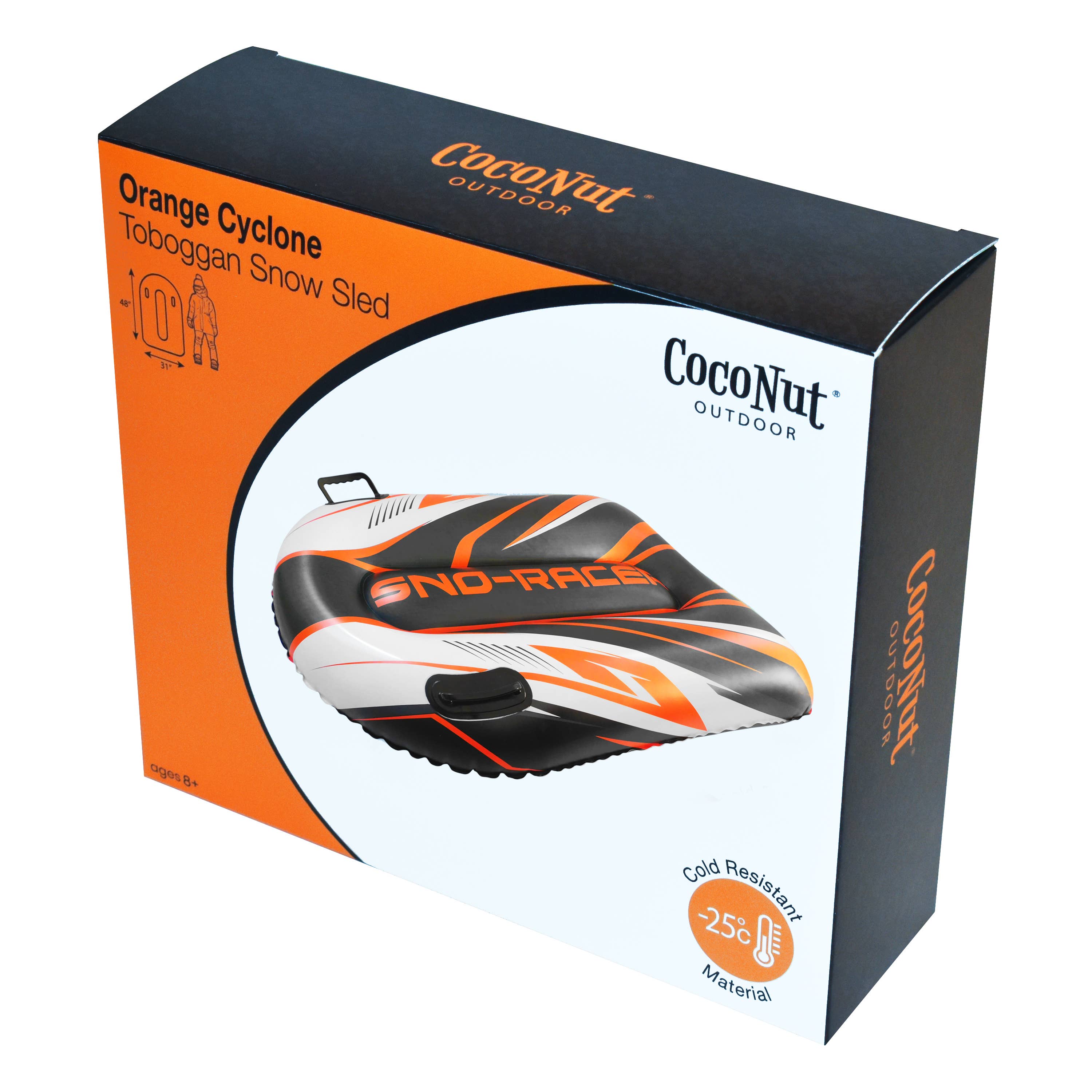 Coconut Outdoor - Wholesale Inflatables - Sno-Racer Toboggan Sled - Orange Cyclone Solid Pack5