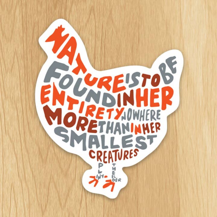 Hånd-Lettered Inspirerende Kylling Sticker for engroshandel hos Wander On Words