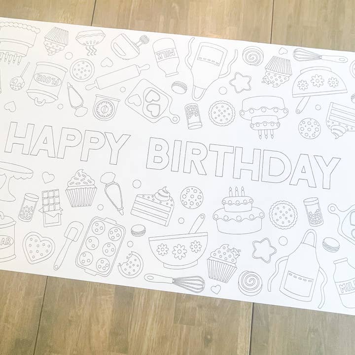Baking Party Coloring Table Runner| Happy Birthday for wholesale by Party in a pinch