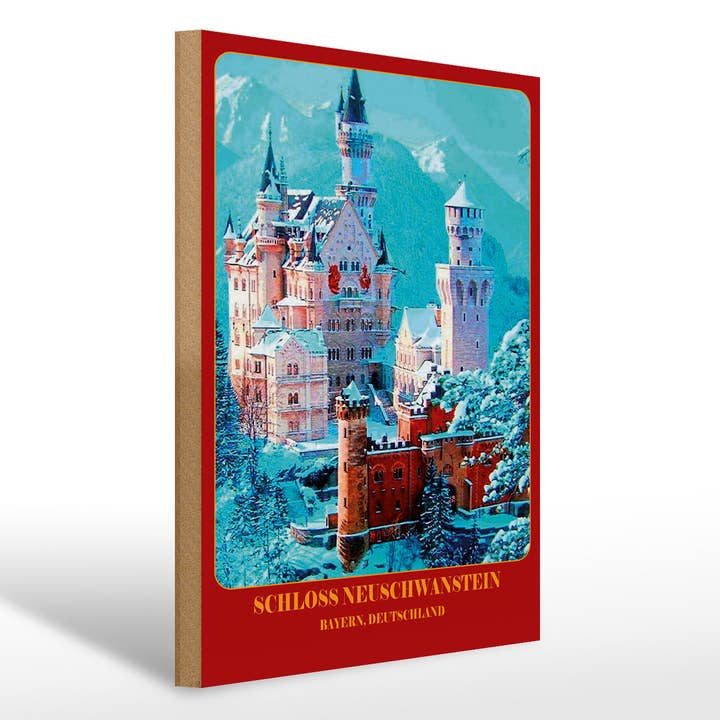 Houten bord 30x40 cm Slot Neuschwanstein Beieren Decoratie voor wholesale door Femer