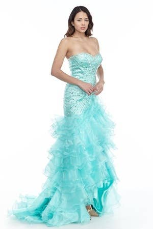 Chicas - Vente Robe de soirée – femme - Robe de bal longue en organza à décolleté cœur avec jupe asymétrique C85151