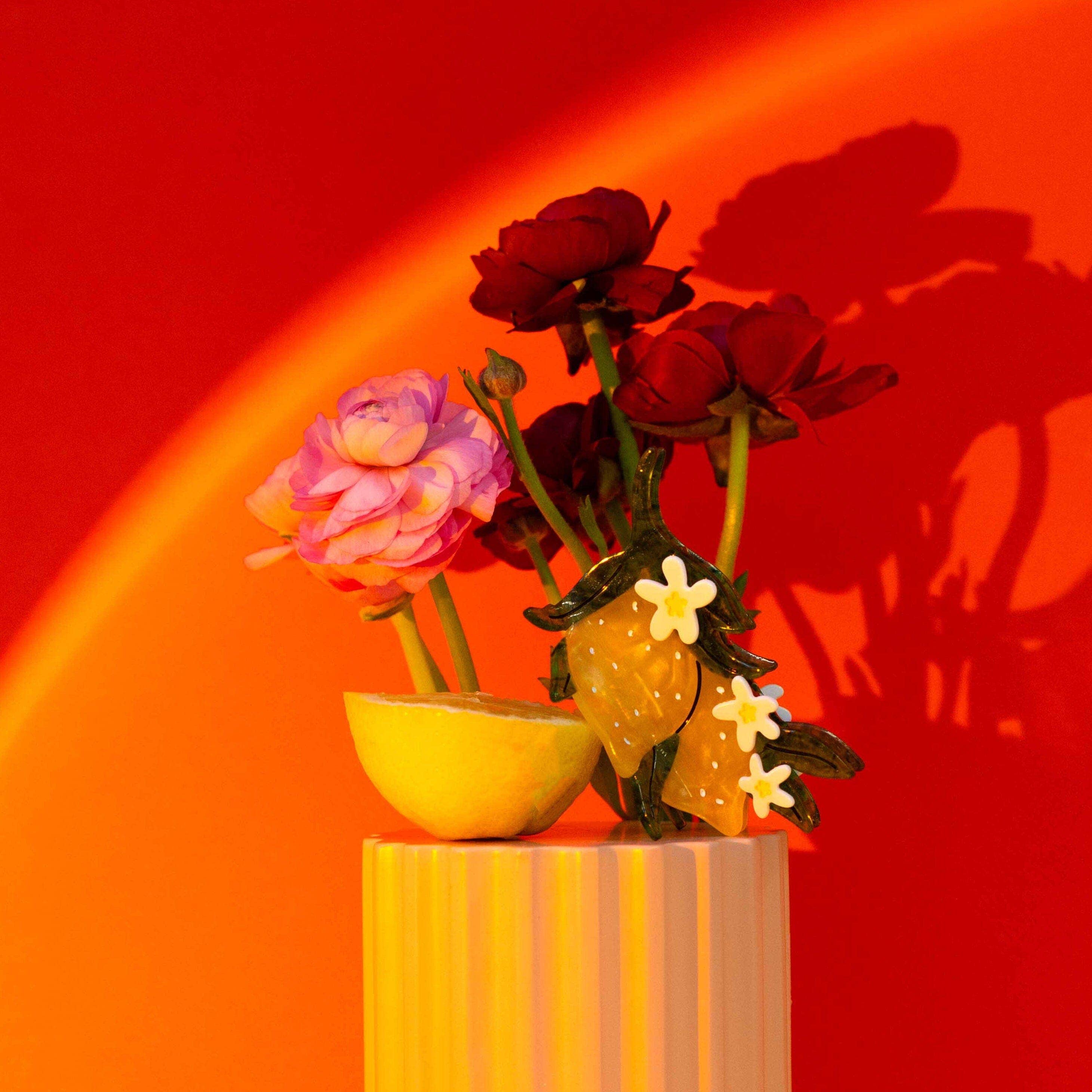 Jenny Lemons - Wholesale Haarclip - Dames - Grote haarklauwclip met citroen en bloemen4