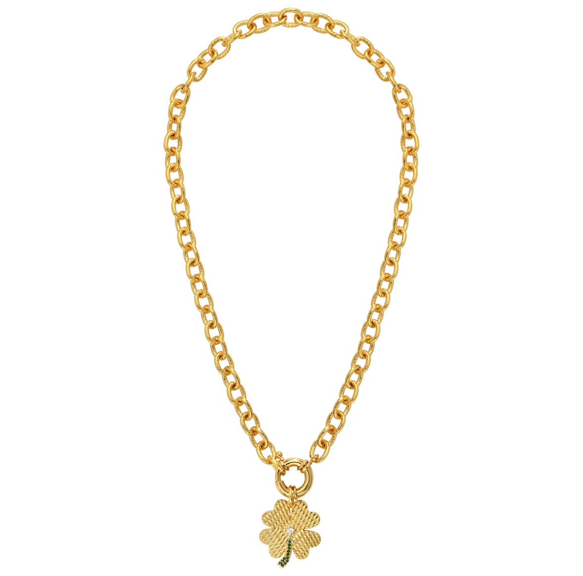 A.B. Paris – Großhandel Kette mit Anhänger/Charm – Kleeblatt-Halskette aus 24k vergoldetem Messing1