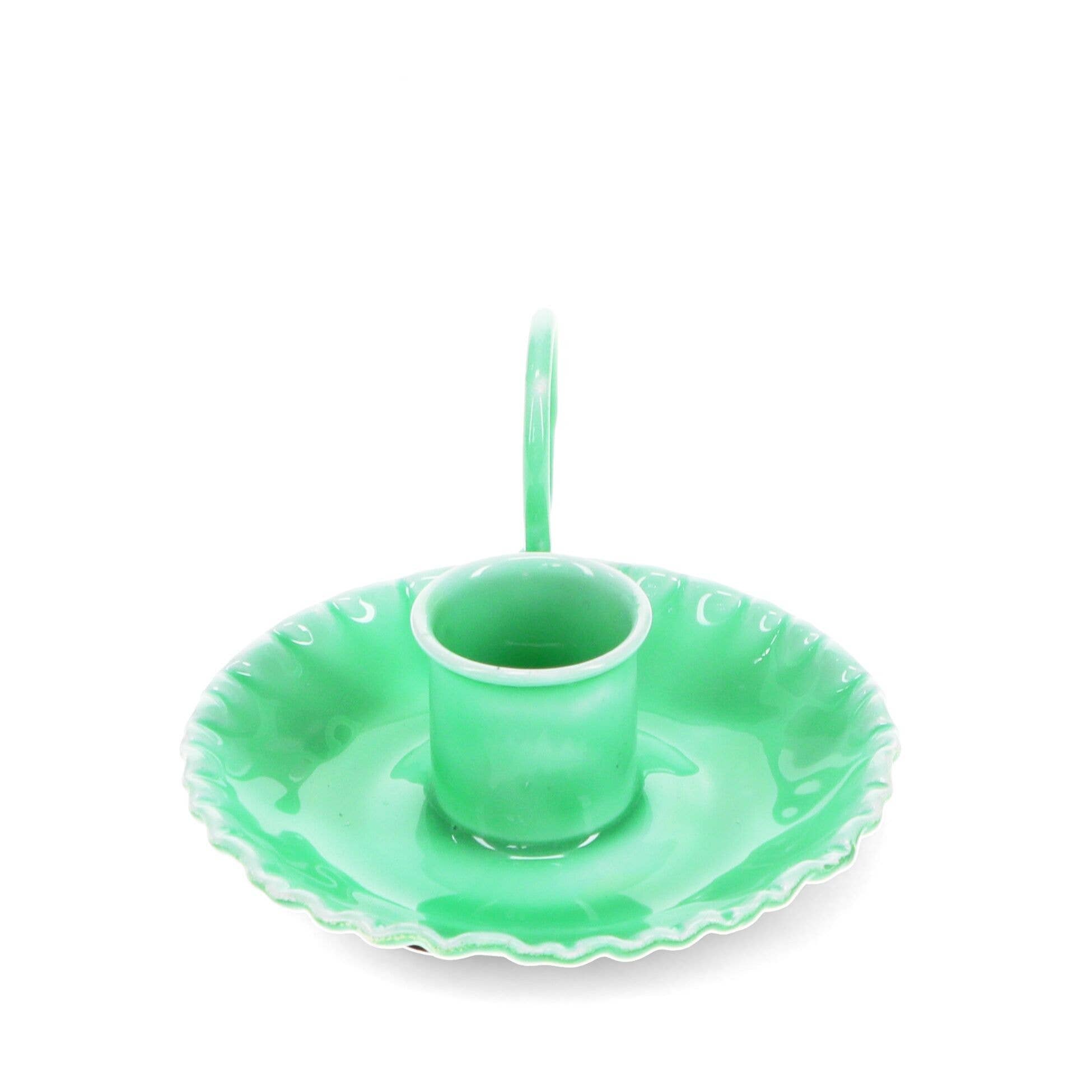 Rex B2B - UK - Wholesale Candle Holder - Enamel Chamberstick Candle Holder - Green1