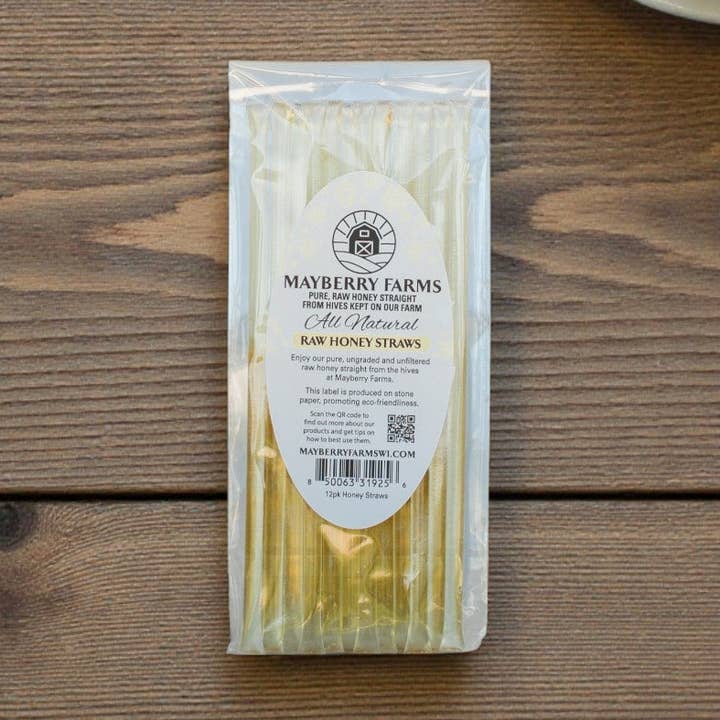 Pack of 12 Raw Honey Straws | Local Wisconsin Honey for wholesale by Mayberry Farms