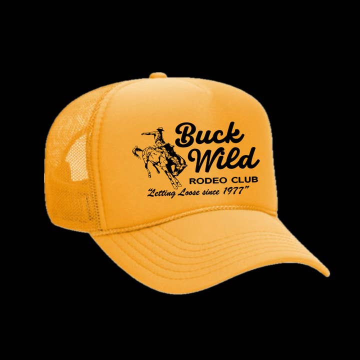 BUCK WILD TRUCKER HAT MUSTARD for wholesale by Rodeo Hippie