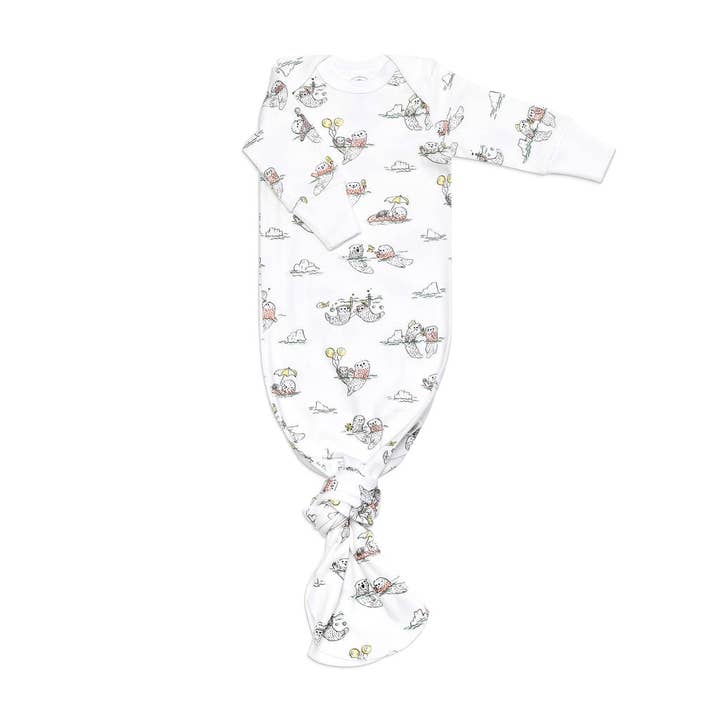 Knotted Baby Gown - Otterly Adorable-GOTS Certified Organic for wholesale by Little Nature Lover