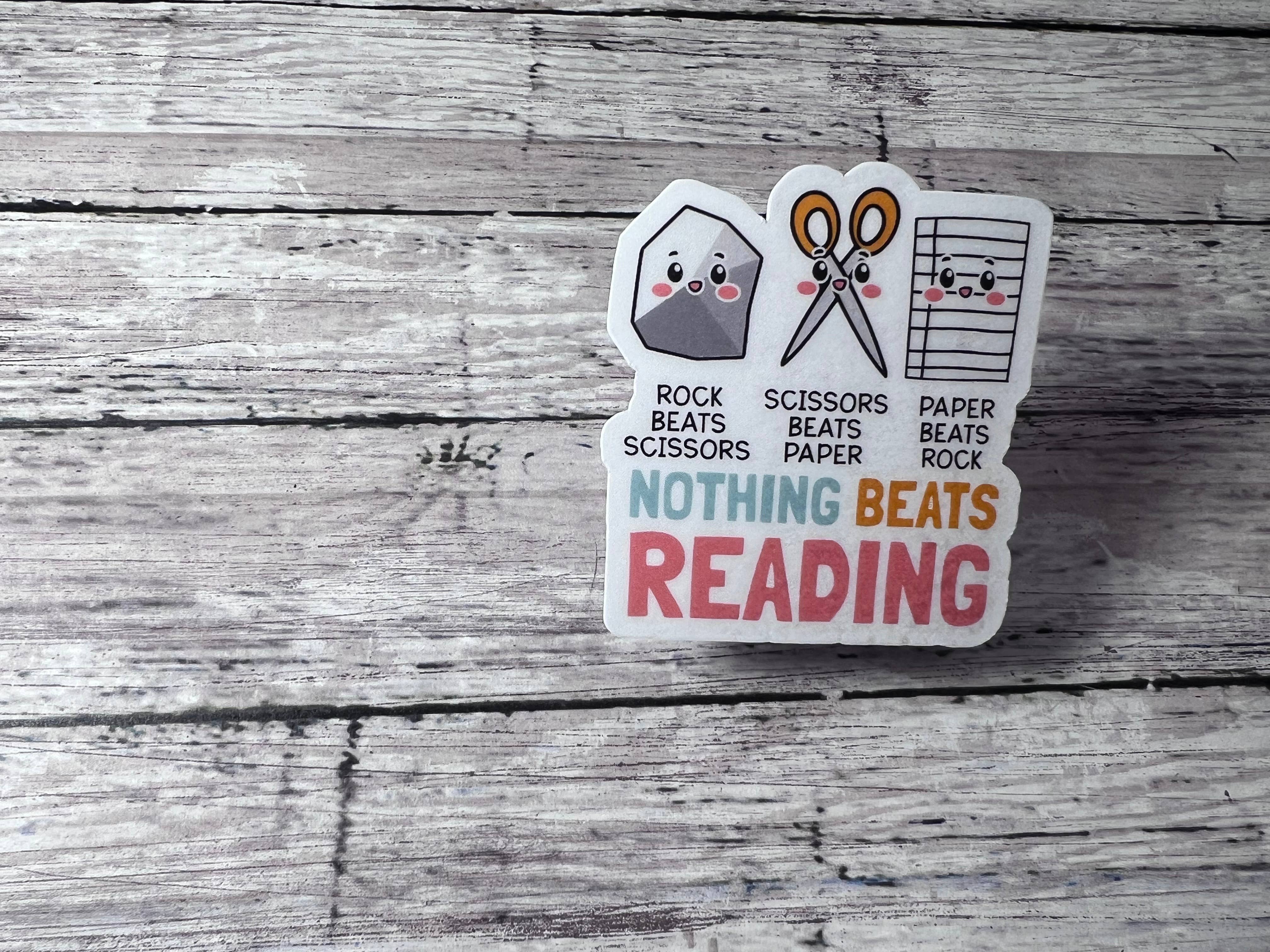 The Teaching Duo - Vente Autocollant - Pierre Papier Ciseaux Lire, Enseignant de lecture, Autocollant mignon