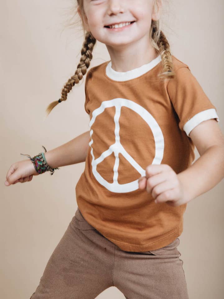 The Bee & The Fox - Wholesale Screen Printed T-Shirt - Kids - Peace | Kids Ringer Tee