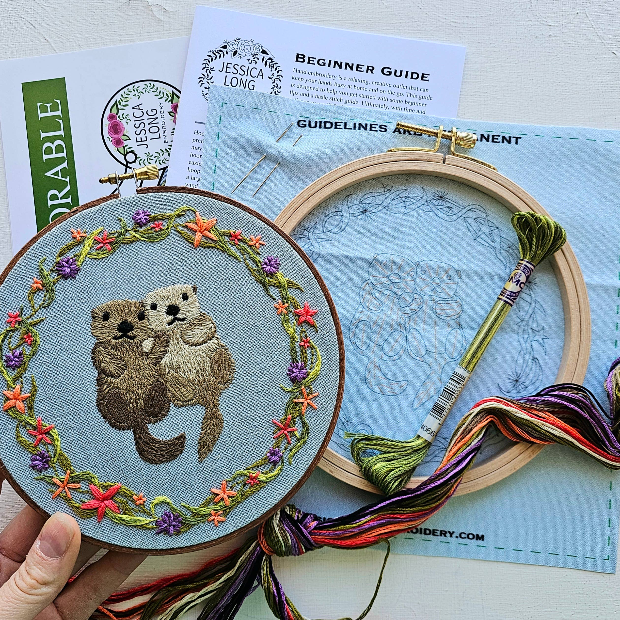 Jessica Long Embroidery - Wholesale Embroidery/Cross Stitch Supplies - Otterly Adorable Embroidery Kit1