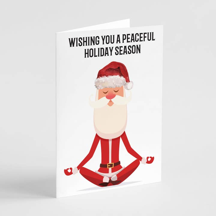 Carte de Noël Zen Père Noël Méditant – Salutation Paisible pour la vente par Ritzy Rose