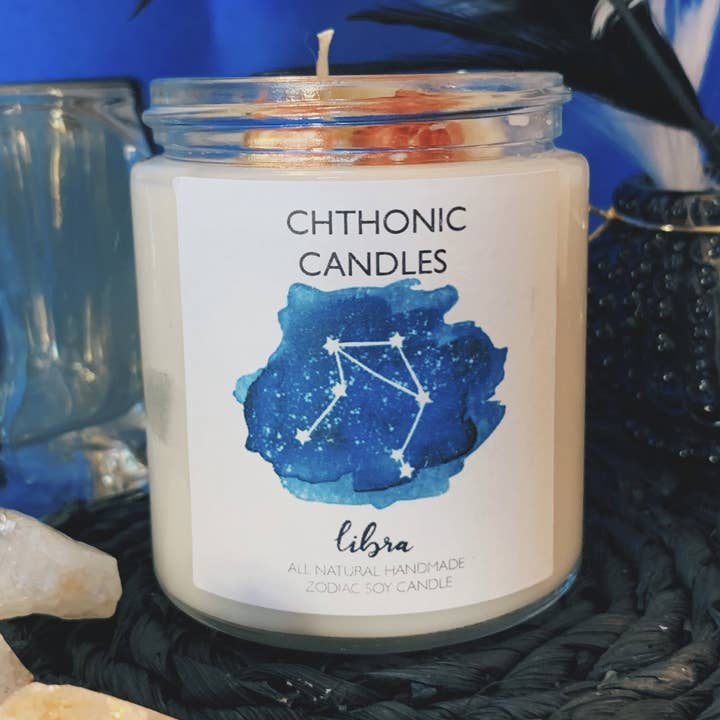 Chthonic Zodiac Libra Candle 4oz for wholesale by Chthonic Co.