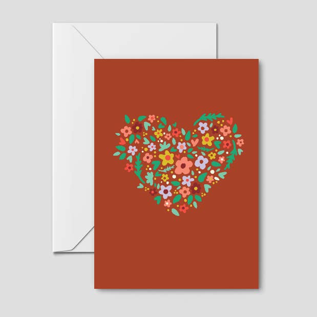 Periwinkle Floral Heart Greeting Card for wholesale by Heartfelt Hello