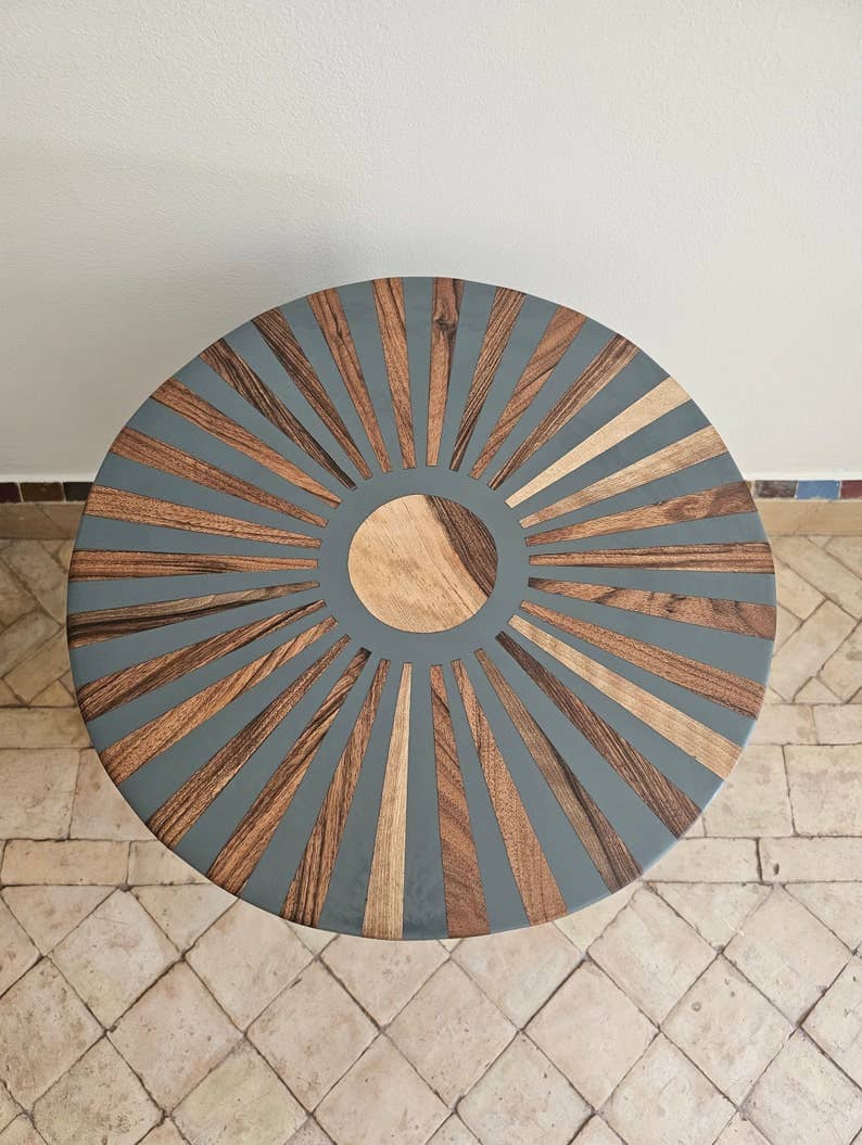 Melecraft - Vente Tables d'appoint - Table d'appoint ronde marocaine en bois — Design élégant en bois6