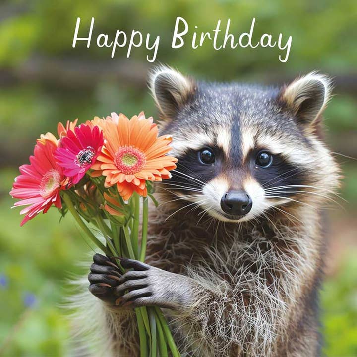 Geburtstagskarte - Waschbär für den Großhandel von Hammond Gower Publications Ltd