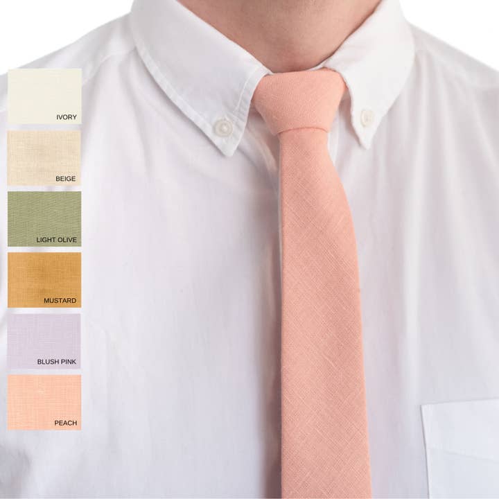 Herrebånd i hør, håndlavet i ferskenfarve, matcher Bellini-farven for engroshandel hos DucksnFoxes