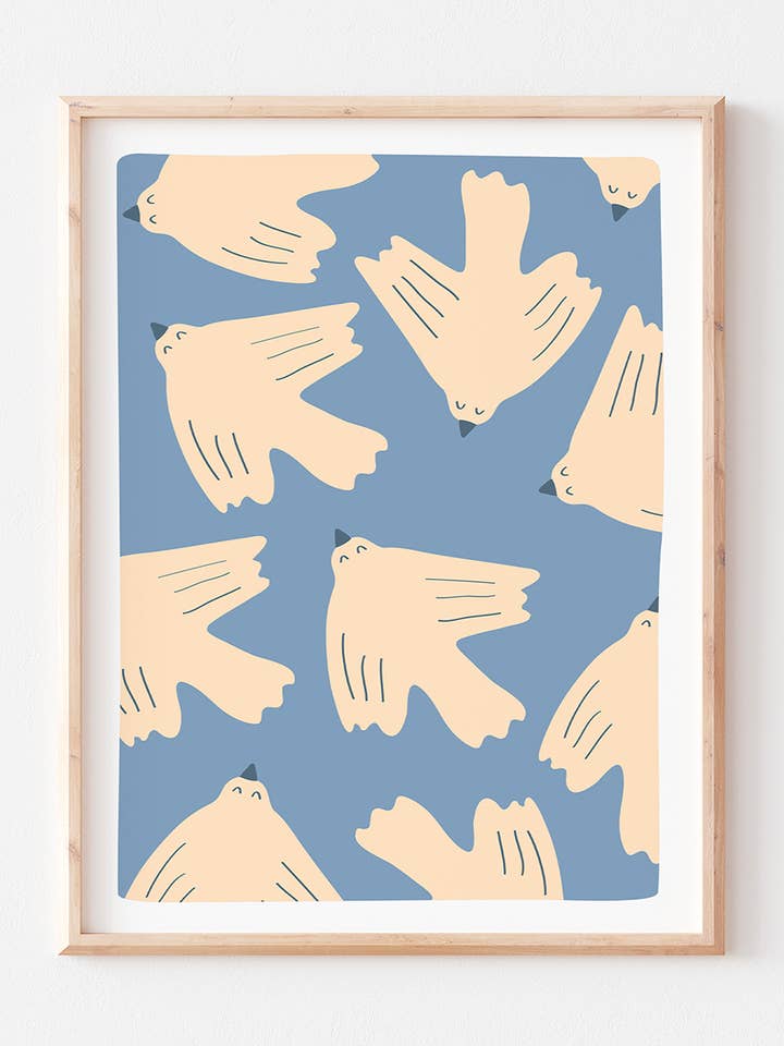 Affiche - Les oiseaux bleus (30 x 40 cm) pour la vente par Ma Petite Vie