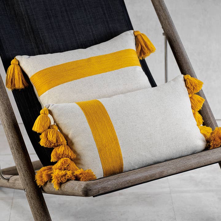 Polignano geborduurd sierkussen met kwastjes voor wholesale door Zodax