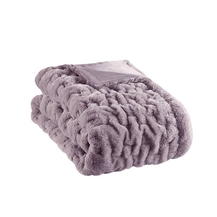 Olliix - Wholesale Throw Blanket - Ruched 50x60" Throw Blanket, Purple