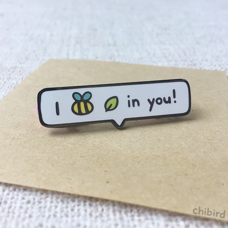 Chibird – wholesale Lapel pin/button – I Bee Leaf in You Enamel Pin2