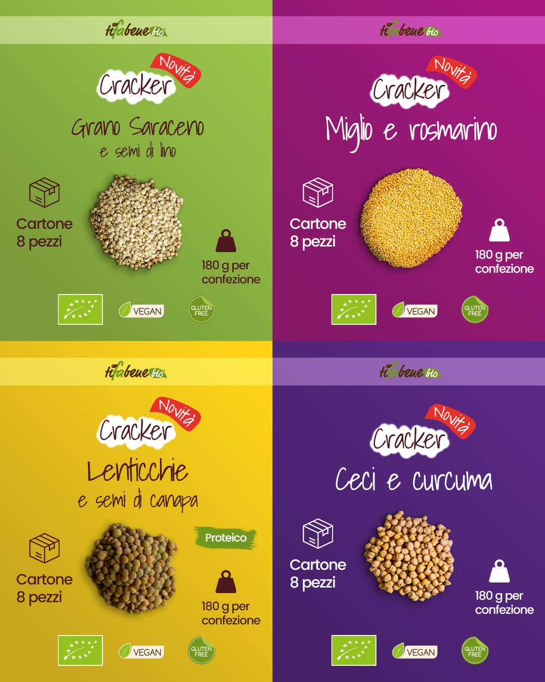 Le deliziose pasticceria sas Ti fa bene bio - Wholesale Crackers - Organic Millet and Rosemary Crackers 180g2