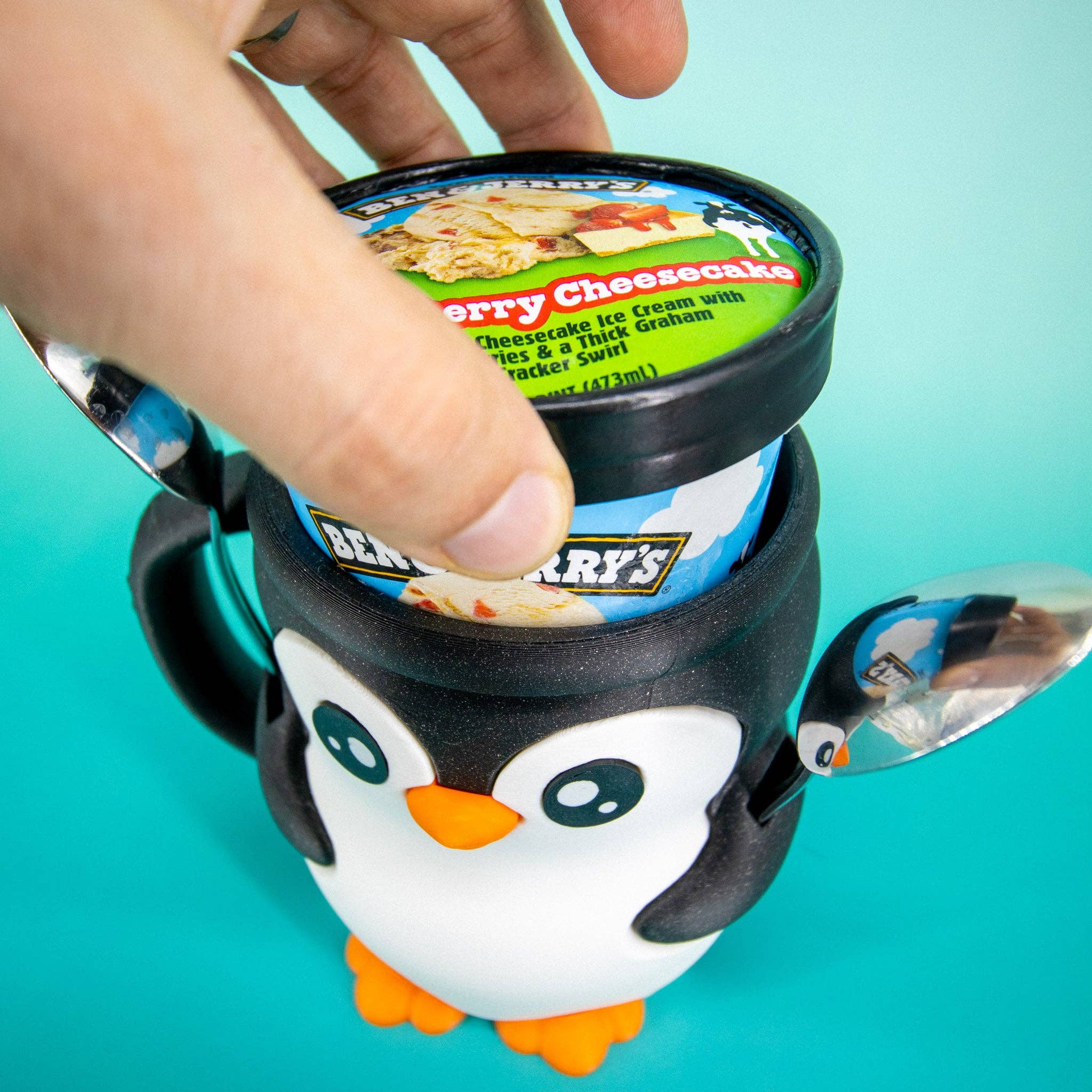 Super Fantastic - Wholesale Drink Huggers & Koozies - Pebbles the Penguin Ice Cream Pint Cozy8