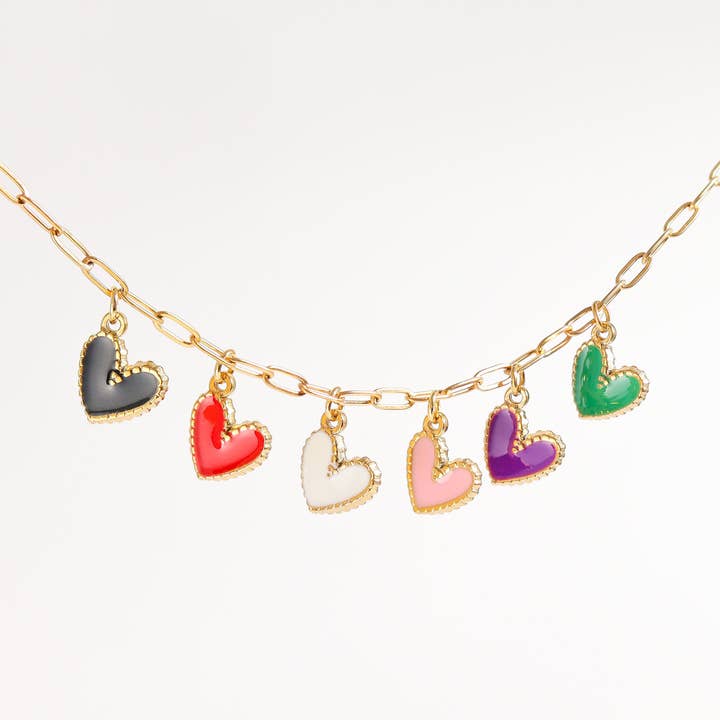 WJW - Wholesale Individual Charm/Pendant - 18K Gold PVD Stainless Steel Epoxy Heart Charm3