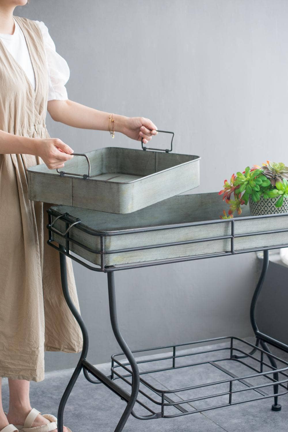 A&B Home Group Inc. - Wholesale Decorative Tray - Maggie Galvanized Tray Table6