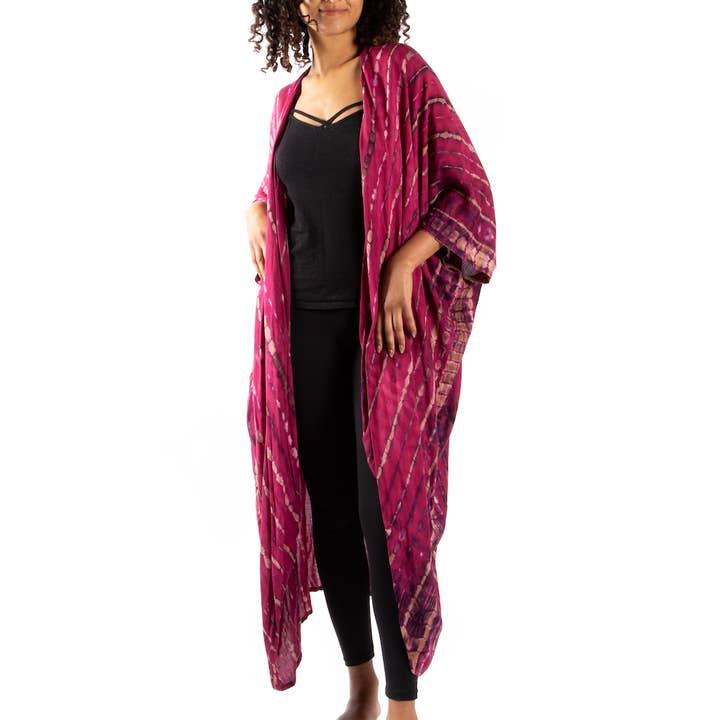Suzie Blue Canada - Wholesale Kimono - Women's - Tie-Dye Bone Motif Long Kimono