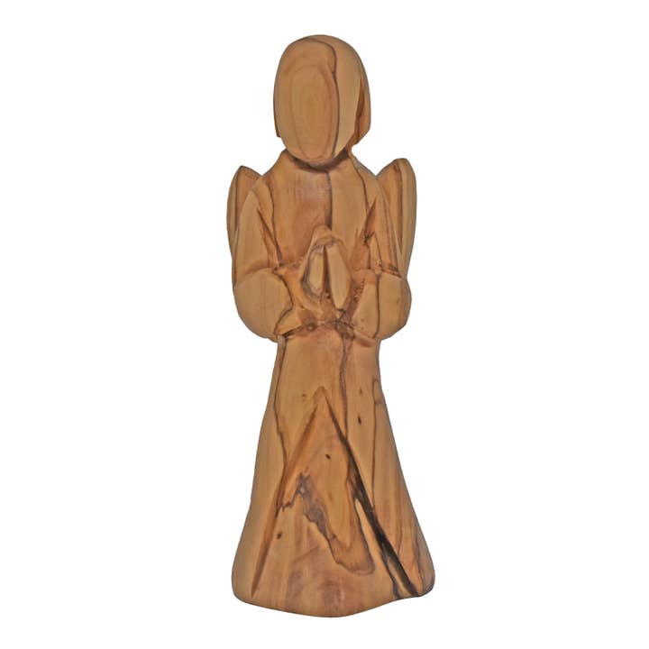 Hand Carved Olive Wood Praying Angel Figure from Bethlehem for wholesale by Fair to Trade Ltd