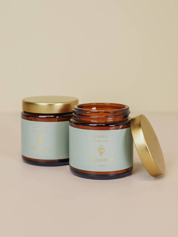4oz Amber Crystal Candles - Moonstone - Good Luck for wholesale by JaxKelly Candles