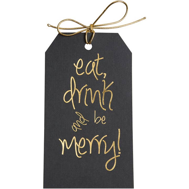 WowWordZ - Wholesale Gift Tag - Eat Drink & Be Merry Gift Tags – Gold Foil, Set of 102