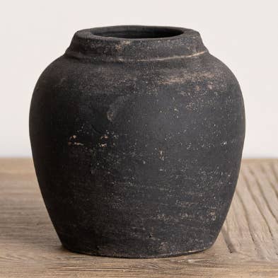 Petit vase rond Leon Black Wash pour la vente par Luxe B Co Canada