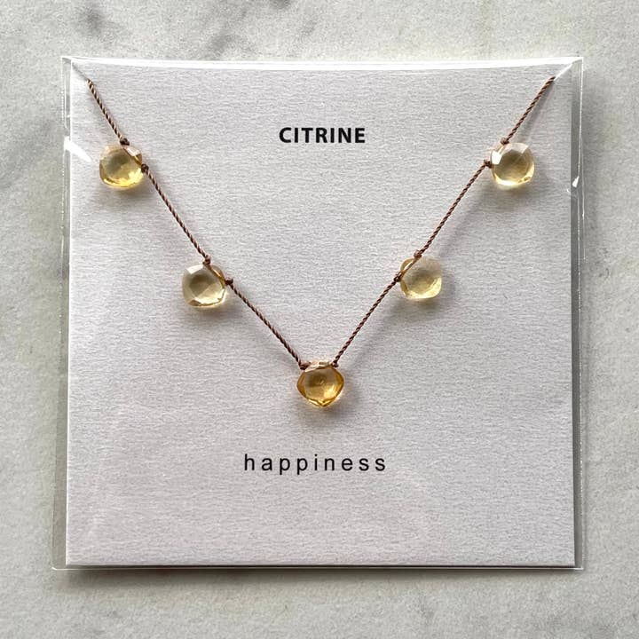 Soulsilk - Wholesale Pendant/Charm Necklace - Citrine 5 Stone Necklace- Happiness