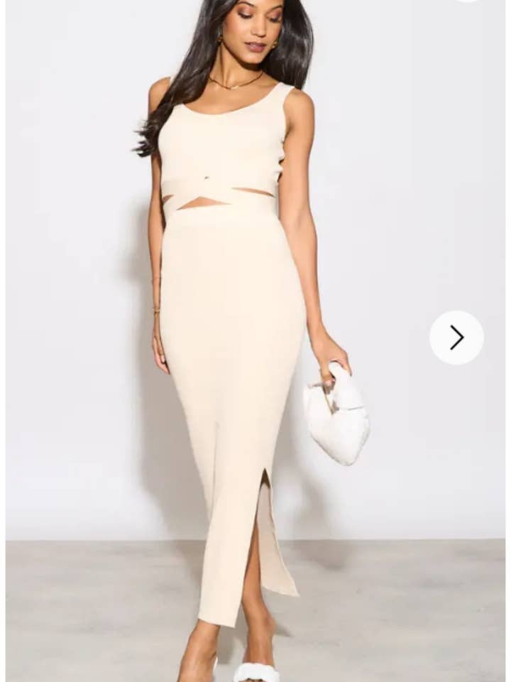 CY FASHION. LONDON - Vente Ensemble haut et jupe - Femme - Débardeur moulant en maille, haut à nouer et jupe midi4