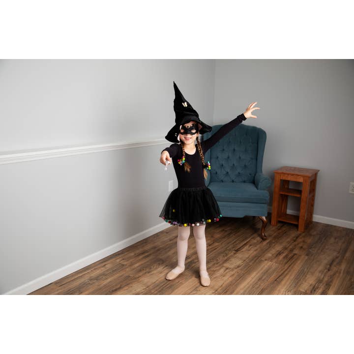 Tutu Joli LLC - Wholesale Tutu - Kids - Black Pom Pom Tutu and Bow Hair Tie | 2Pcs Kids Skirt Set