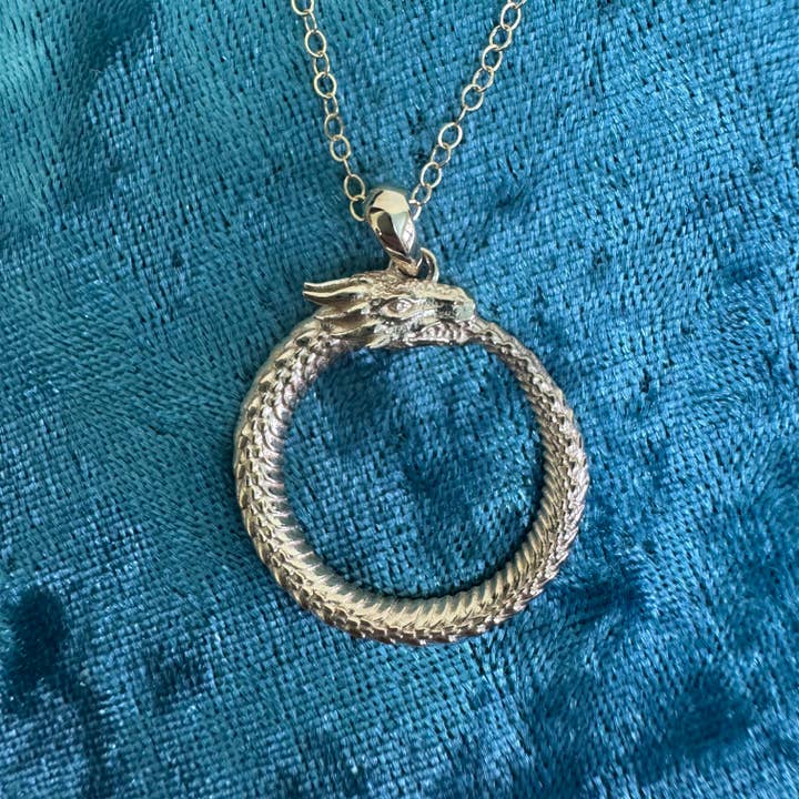 Elizabeth Jewelry - Wholesale Pendant/Charm Necklace - Bronze 14k gold fill dragon Ouroboros pendant necklace 3