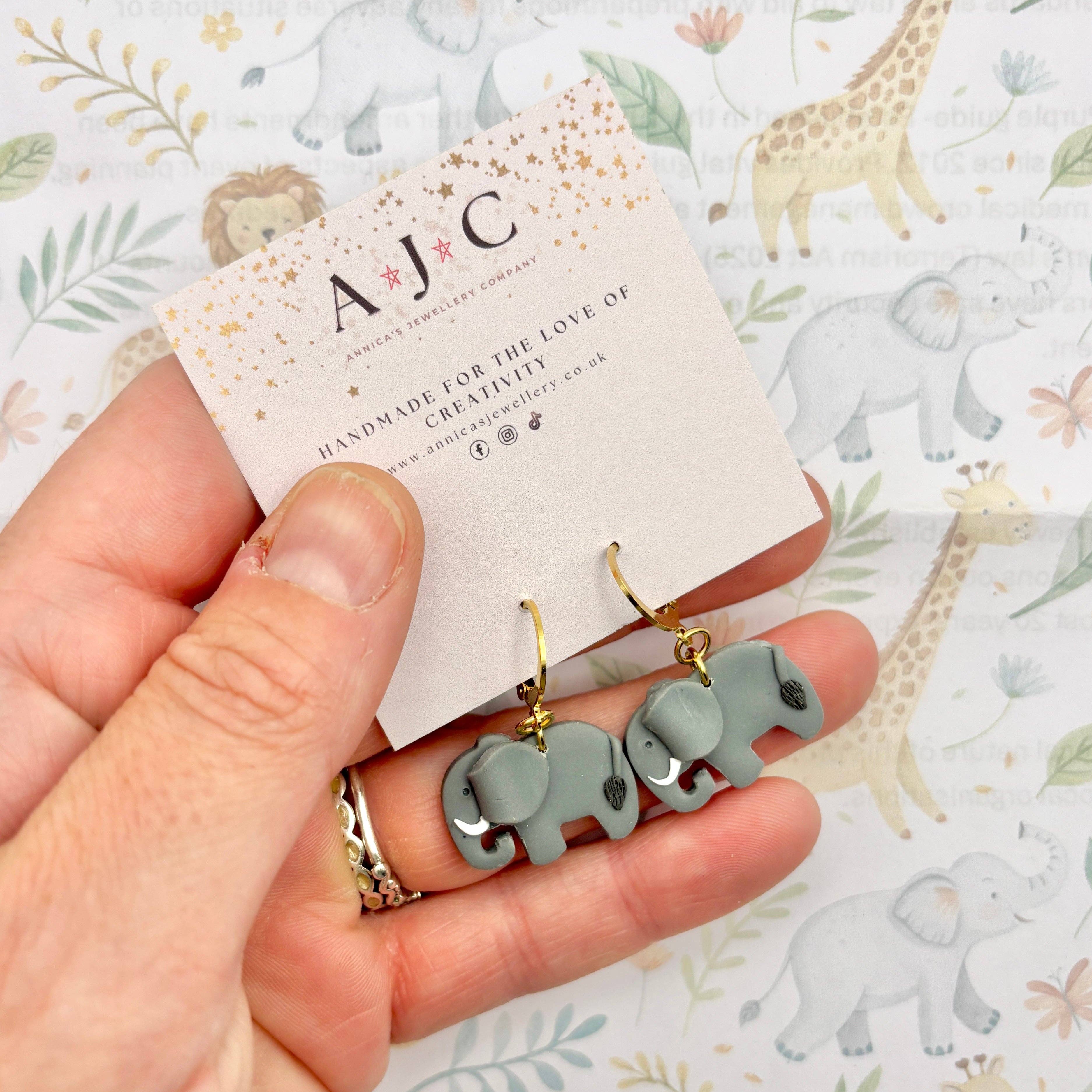 Annica’s Jewellery Co – wholesale Dangle earrings – Grey Elephant Dangles3