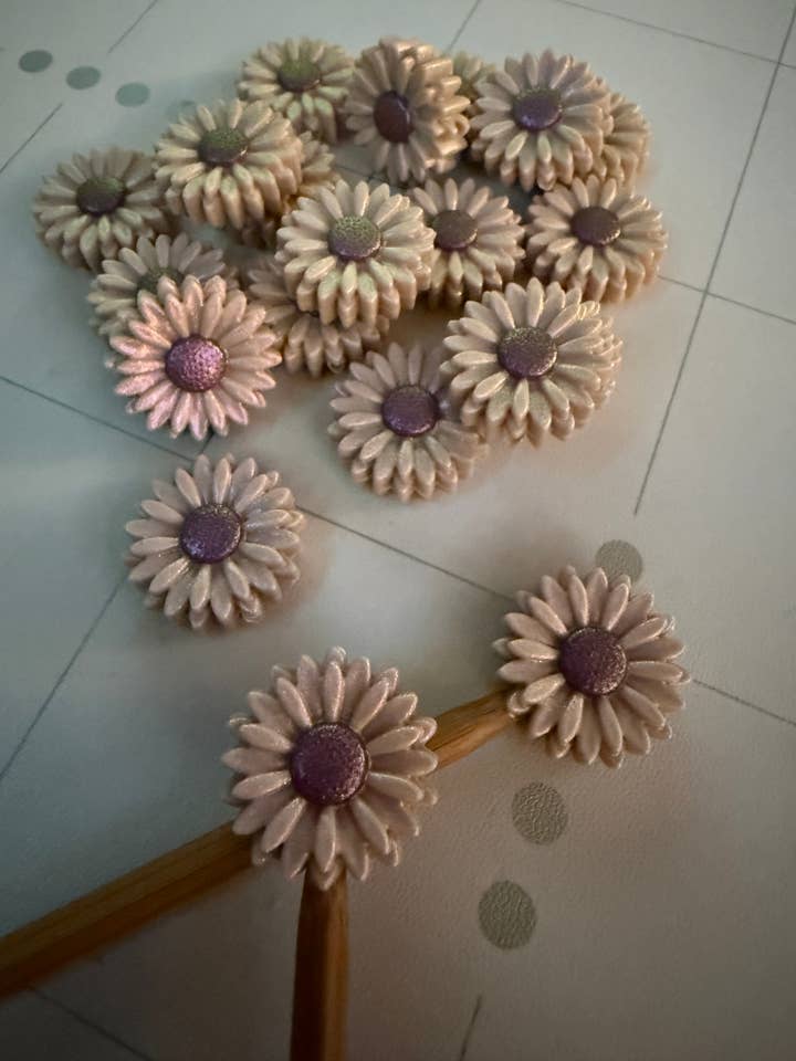 Sand Boho Flower Needle Stoppers for wholesale by Knitting is Metal