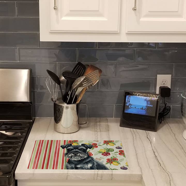 Black Miniature Schnauzer Vegetables Cutting Board WDK8318 for wholesale by Caroline's Treasures