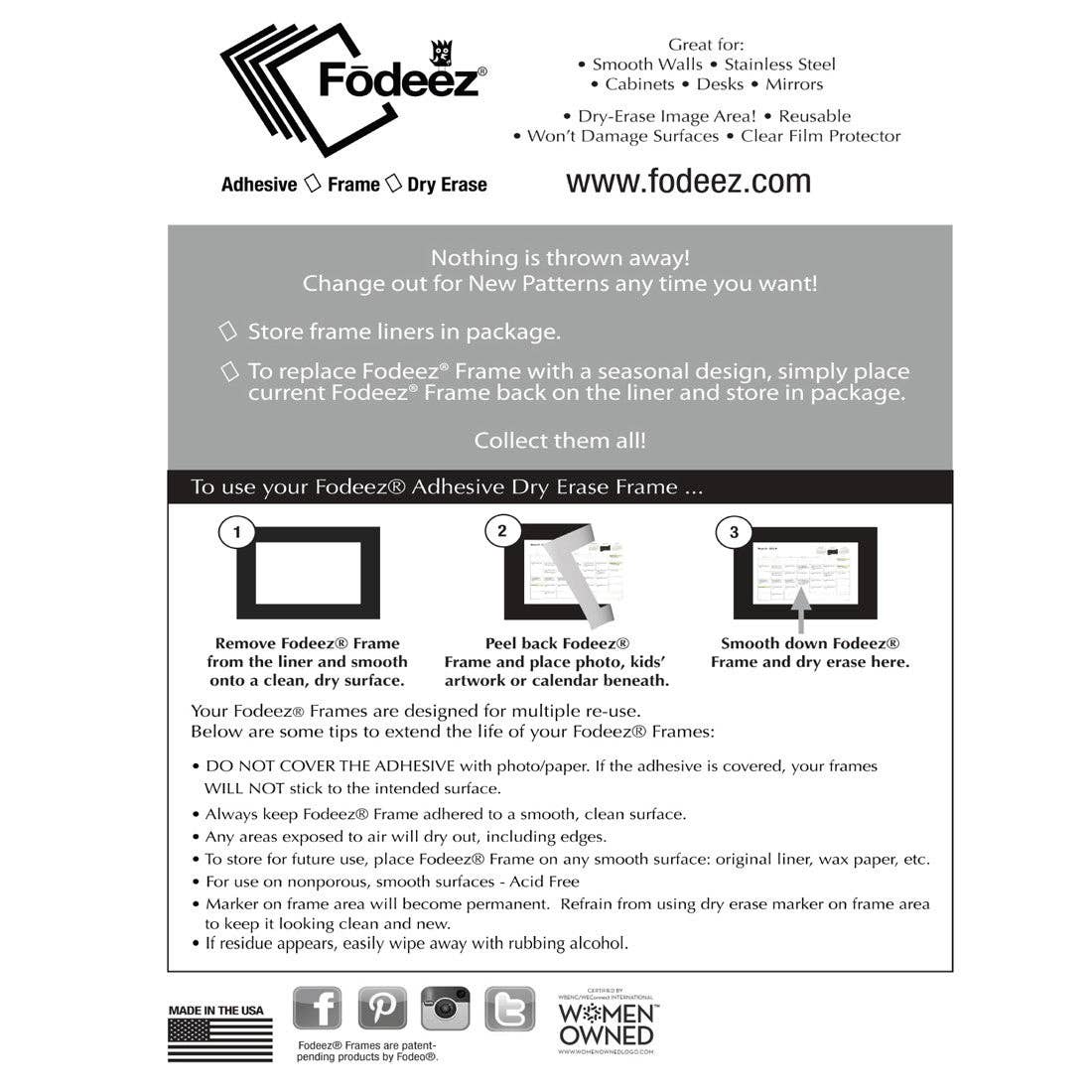 Fodeez® Frames – wholesale Picture frame – 4 x 6 Self-Stick Frames - Pack of 102