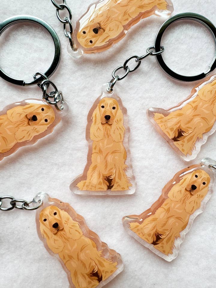 Cocker Spaniel (blonde) Keychain for wholesale by Our Cheery Corner