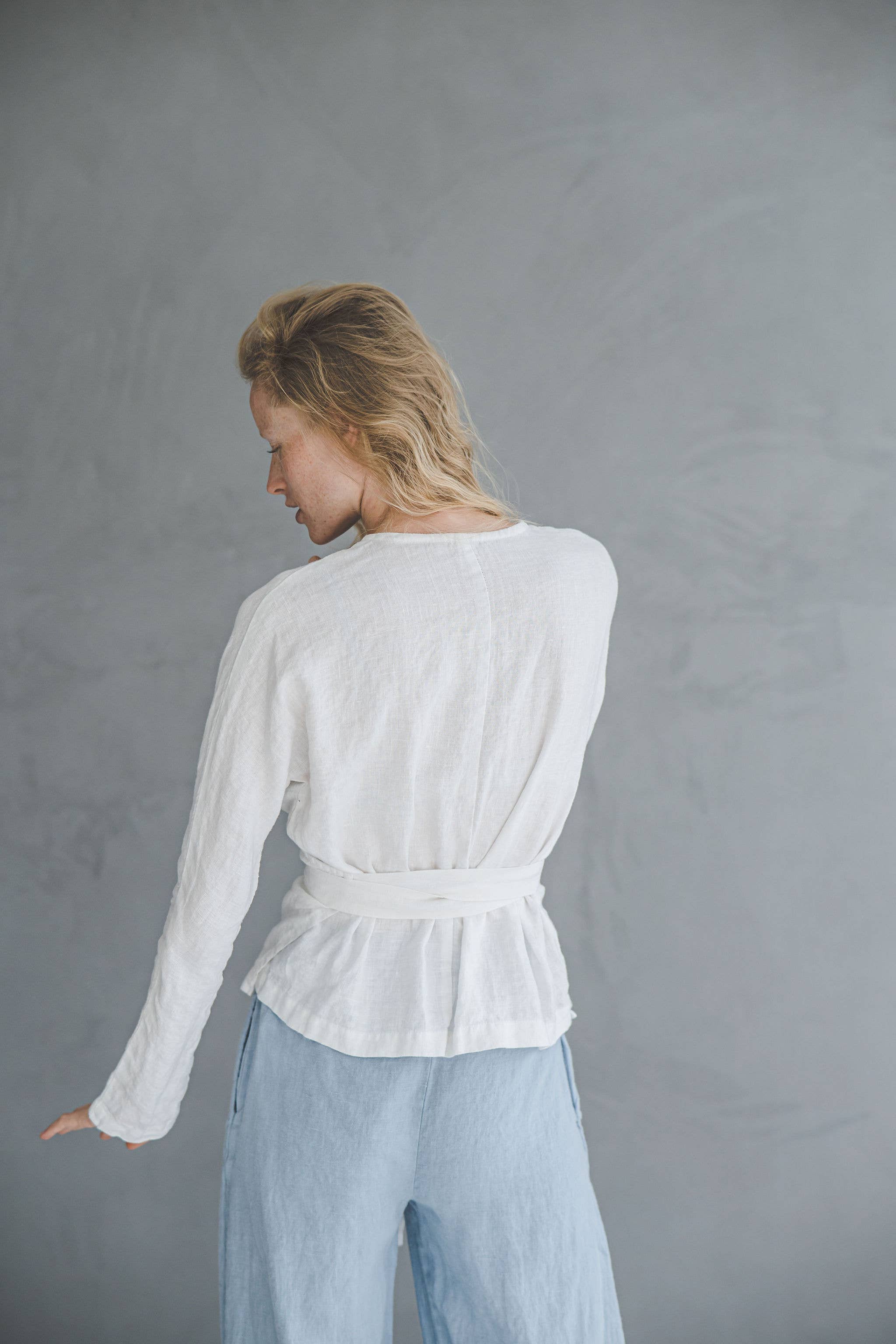 Epic Linen - Wholesale Blouse - Women's - Linen Wrap Blouse, Long Sleeve Top3