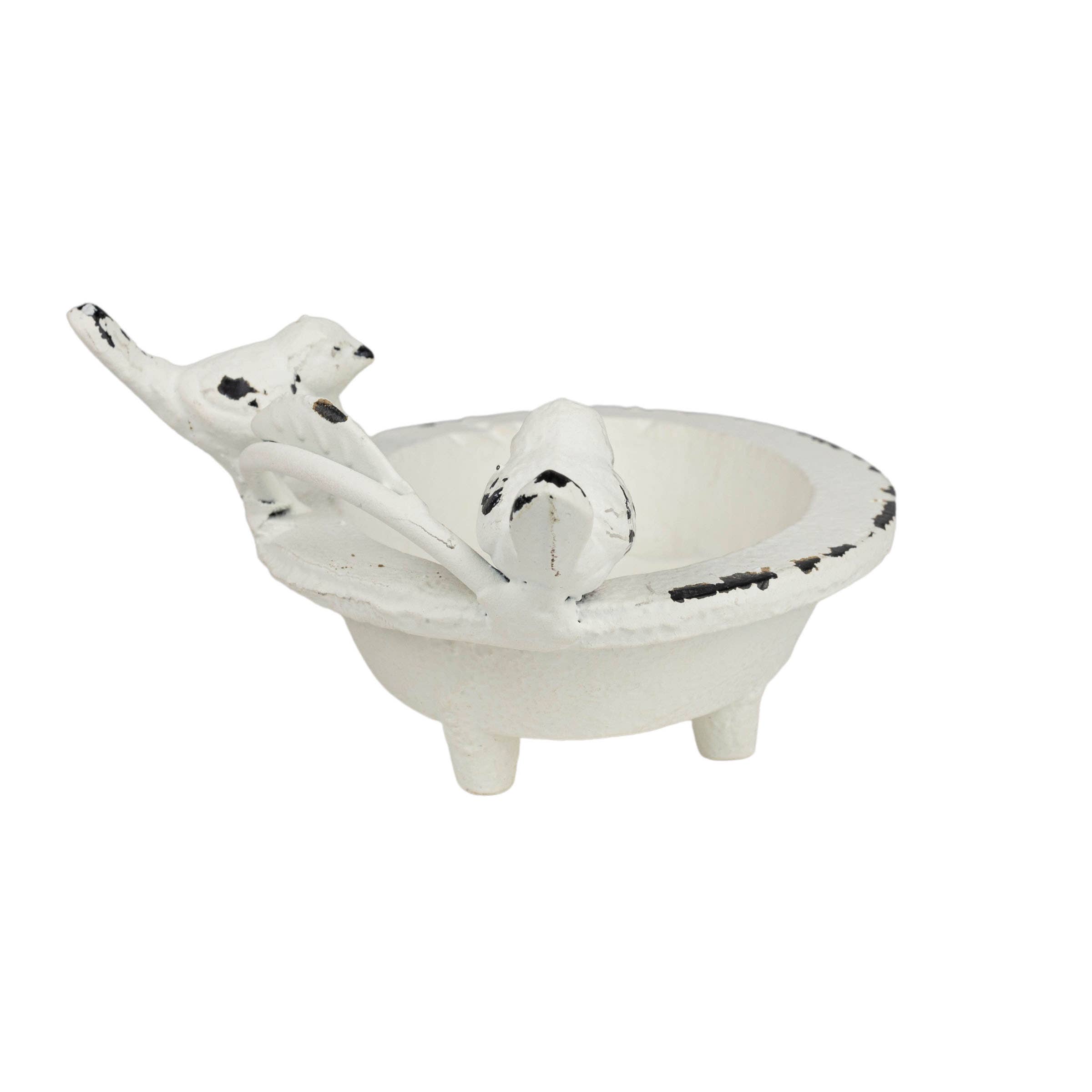 Foreside Home & Garden - Wholesale Bath Soap Dish - Flora Bird Soap Dish White Cast Iron2