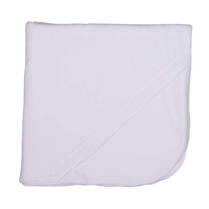 CLASSIC | Baby White Velour Padded Blanket with Lace Detailing for wholesale by Bebe Sweeny