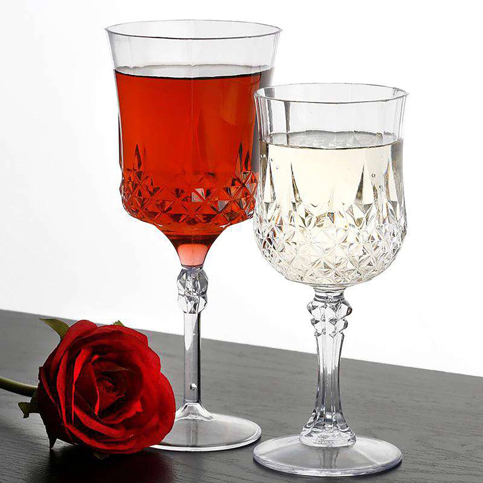 Smarty had a Party – wholesale Wine glass – 11 oz. Crystal Cut Plastic Wine Goblets - 4 Goblets7